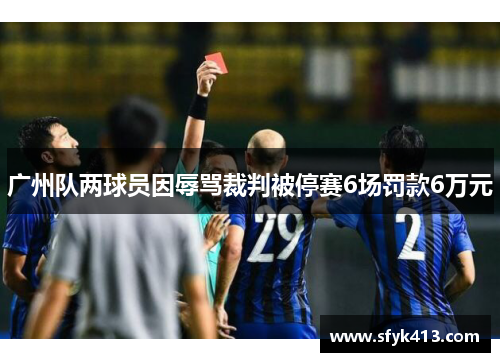 广州队两球员因辱骂裁判被停赛6场罚款6万元